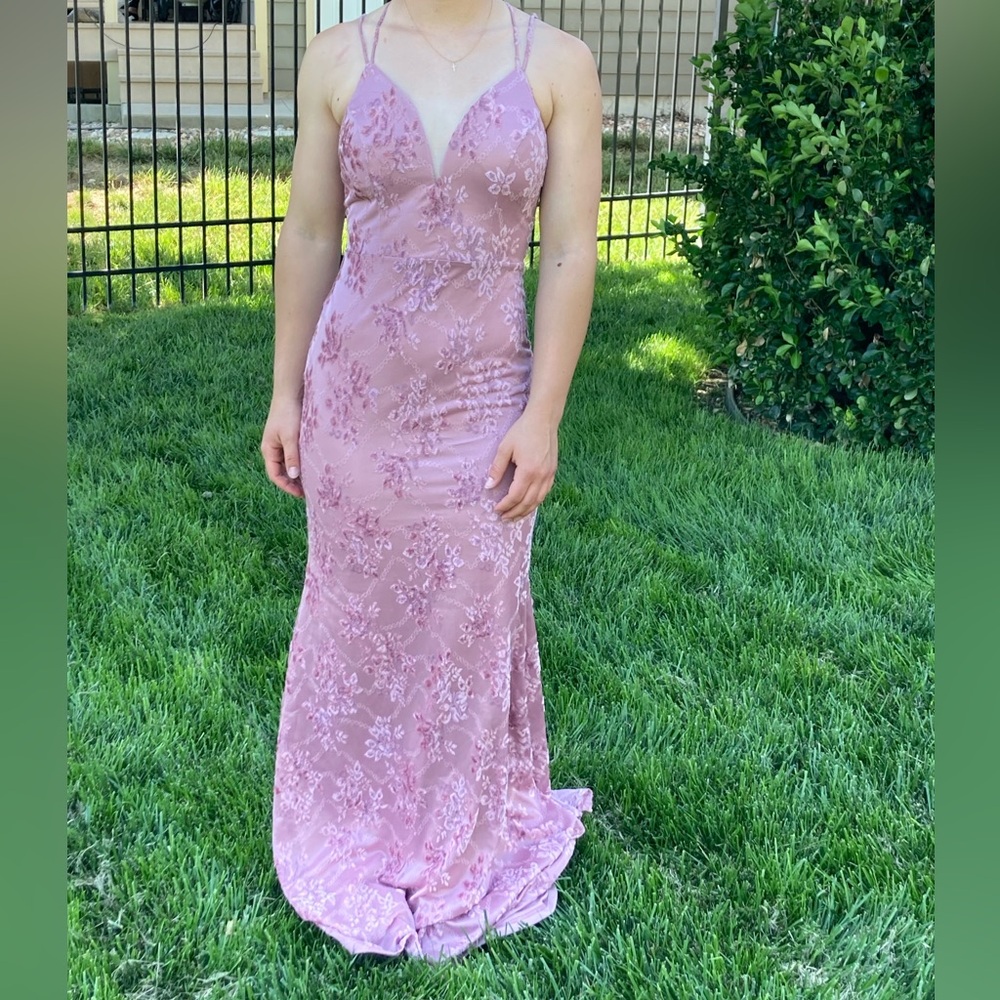 Blush Pink Vintage Style Floral Lace Prom Dress, Size small, Windsor - Picture 8 of 16